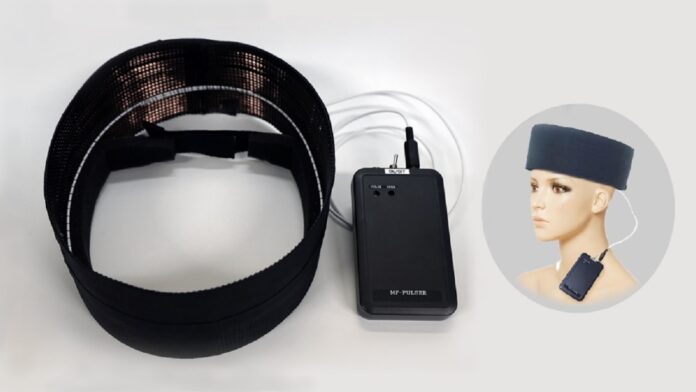 Image showing A head-mounted device generates an ultra-low frequency ultralow magnetic field, known as an Extremely Low Frequency Magnetic Environment (ELF-ELME)