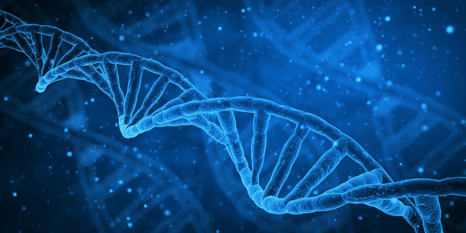 Blue DNA structure science research biology and medical concept
