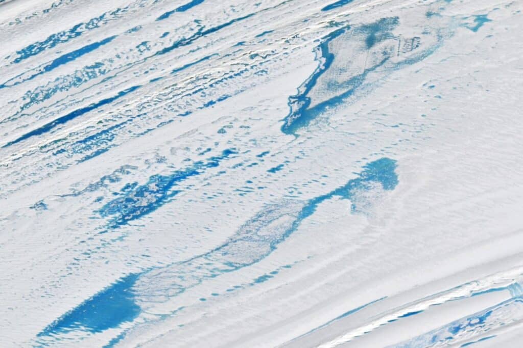 Melting on the ice shelf is evident